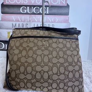 Coach Tan and BrownSignature Messenger bag